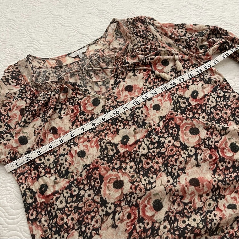 Lucky Brand Womenβs Tie Front Boho Peasant Long Sleeve Blouse Sz L - Picture 10 of 15